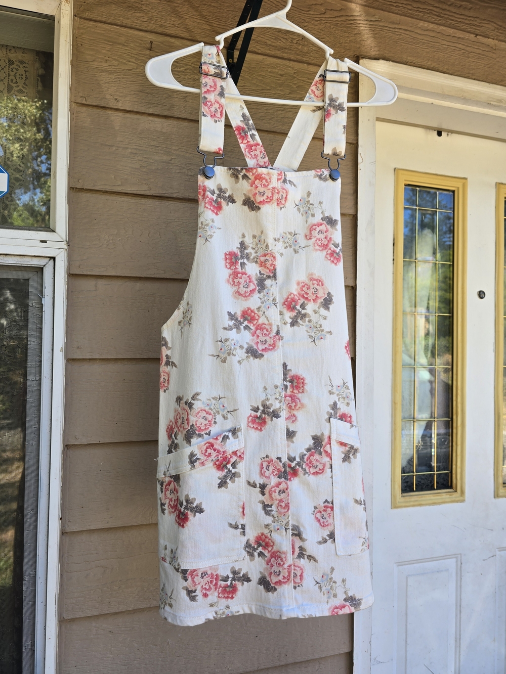 No Boundaries Floral Pink & Gray Pinafore Dress